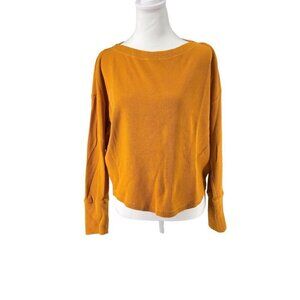 Anthropologie Akemi + Kin Mustard Waffle Knit Pullover Top Sz S EUC Casual